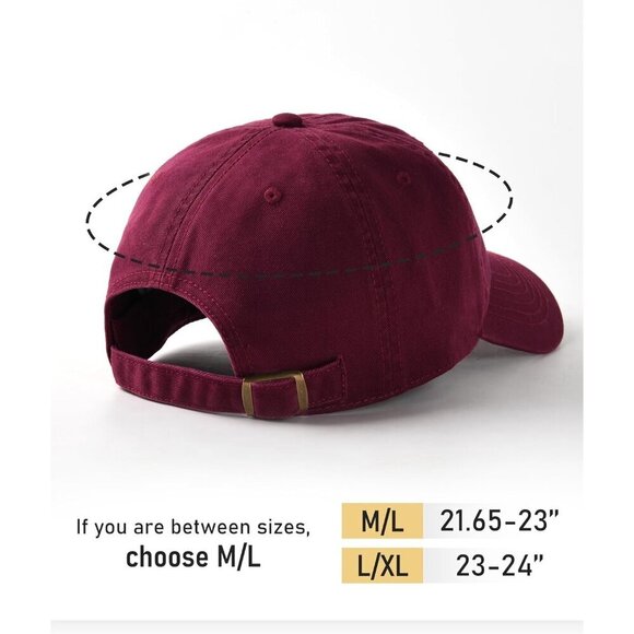 Women\'s Wine Red Vintage Washed Unstructured Baseball Cotton Adjustable Cap